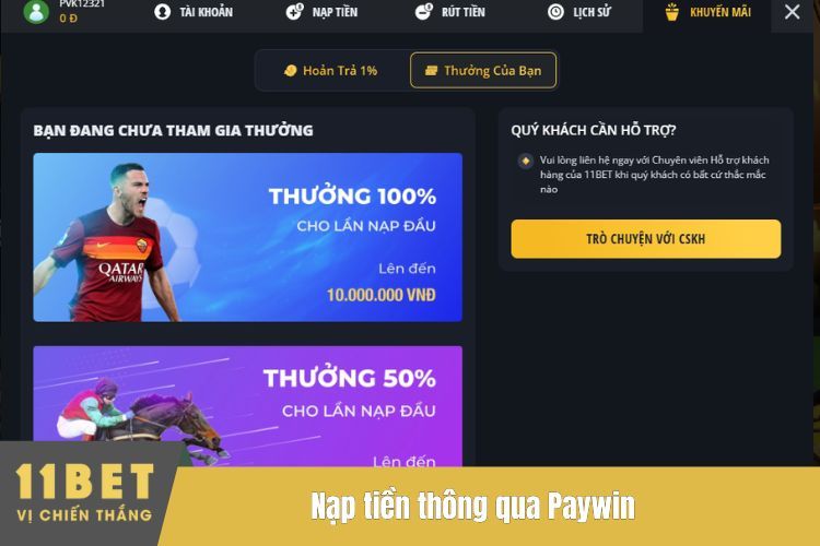 Nạp tiền thông qua Paywin